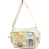 Bolsa Mensageiro Bidimensional Grande Capacidade Versátil Simples Estilo Universitário para Mulheres Bolsa de Ombro com Barra Transparente Bolsa Cruzada para Dor