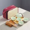 Juego de té Kung Fu portátil para viaje, traje, tetera mini simple, regalo de mano para bienes raíces de negocios, LOGOTIPO