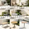 Silla de ratán para patio exterior, mesa y sillas de ocio, balcón al aire libre de jardín para el hogar, silla creativa con respaldo de cuerda para casa de huéspedes, mesa de café pequeña