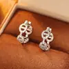 Pendientes de Zirconia Microincrustada de Alta Gama, Modernos, Exquisitos, Versátiles, Brillantes, Chapados en Cobre con Oro Real, Clips para Orejas de Moda