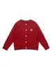 Cardigan de Tricô Trançado em Forma de Coração para Meninas, Jaqueta Suéter Infantil de Gola Redonda, Peça de Roupa Externa Casual Versátil de Manga Longa