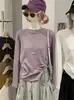 KEKEZOON 2026 Outono/Inverno Novo Estilo Coreano Básico Gola Redonda Cor Sólida Lado Duplo Lã Manga Longa Camiseta Básica 8798