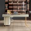 Escritorio de lujo italiano minimalista, ligero, estilo crema, escritorio de estudio para apartamento pequeño, escritorio de estudio de alta gama, escritorio de computadora