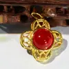 Colgante de Ágata Roja Trébol de Cuatro Hojas Moda para Mujer Estilo Étnico Retro Joyería Regalo de Vacaciones 8002 Artístico Retro
