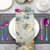 Venta al por mayor de vajilla de acero inoxidable para Amazon transfronterizo, estilo europeo, hotel, titanio brillante, negro, juego principal de cuatro piezas, cuchillo, tenedor y cuchara de regalo