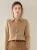 Camisa de cashmere tricotada com gola POLO feminina 2024 outono e inverno nova camisa de base elegante de emagrecimento de cashmere