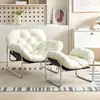 Sillón Individual, Estilo Nórdico para Sala de Estar y Balcón, Estilo Vintage, Silla de Ocio de Color Sólido, Sofá de Hierro para la Hora de la Siesta