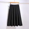 Saia Midi Plissada Fluida Slim com Barra Larga Moda 2025 Outono Nova Saia de Cintura Alta com Efeito Emagrecedor