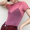 Estilo Caliente Europeo y Americano Otoño 2024 Amor Malla Sexy y Lindo Estilo Top Corto que Muestra el Ombligo para Mujeres Una Pieza Envío Directo