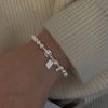 Pulsera de Perla Asimétrica Natural Plata de Ley S925 para Mujer con Cuentas Plata Rota Estilo Frío Nicho Elegante Joyería Versátil