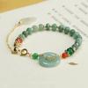 Pulsera de Cuentas de Ábaco de Jade Natural Aiyu Anillo de Paz Horizontal Azul Pulsera para Mujeres Venta al por Mayor de Fábrica Dropshipping S4030801