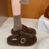 Zapatos Birkenstock versión lana, suela gruesa, slip-on, sin tacón, puntera dividida, con forro polar para abrigar, zapatos de algodón con pelo, pantuflas cerradas para exteriores