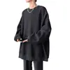 Suéter para hombre 2024 primavera nuevo juvenil estilo Hong Kong casual holgado cuello redondo manga larga todo a juego camiseta camiseta interior moda
