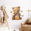 Desenho Fofo Urso Pote de Mel Adesivos de Parede Autoadesivos Adesivos para Geladeira de Cozinha Adesivos de Decoração para Sala de Restaurante ZN3171C