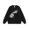 Marca de Tendencia Retro Hip-Hop de Calle Europea y Americana Camisetas Blancas de Manga Corta Holgadas con Lavado Pesado y Estampado Directo con Tinta Blanca para Hombre y Mujer