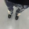 Marca de moda hip-hop estilo americano, jeans resistente, cleanfit, vintage, lavado, tie-dye, ferramentas, calças retas