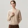 Nova base layer de malha de cashmere para outono e inverno, moderna, macia, confortável, lisa, simples, de manga comprida, quente e elegante para mulheres