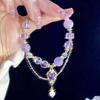 Nueva pulsera de amatista romántica lavanda de moda para mujer, pulsera con colgante de circonita de estrella de cinco puntas brillante