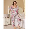 Especialmente Diseñado para Ventas Transfronterizas, Pijamas de Casa para Mujer, Camisones de Estilo Europeo y Americano, Pantalones Largos, Camisón Camisola, Conjunto de Pijama de Tres Piezas
