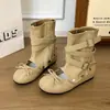 Nuevas Sandalias de Moda Verano 2026 para Mujer con Hebilla de Cinturón Desmontable, Uso Bidireccional, Remaches, Tacón Oculto y Moño, Zapatos Planos de Boca Baja