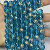 Contas redondas de vidro de cristal azul safira cortadas AB cor 96 superfície disco rígido corte contas DIY cordão várias cores disponíveis