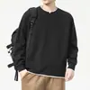 Camiseta de manga larga de color liso para hombre, estilo dos piezas falso, primavera y otoño 2026 nuevo estilo, holgada y versátil, adecuada para usar en capas, sudadera de algodón con cuello redondo