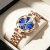Daiyan Modelo Nuevo Reloj de Cuarzo para Mujer Incrustado de Diamantes Banda de Acero Color Oro Rosa Moda Lujo Ligero Resistente al Agua Reloj para Mujer