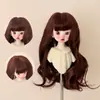 Peluca BJD Escala 1/3 1/4 1/6 Cabello Largo Rizado de Seda Suave de Colores con Flequillo para Estilismo y Vestir Muñecas SD
