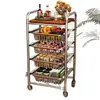Carrito Estrecho Estante de Almacenamiento, Estante de Cesta de Cocina Multicapa de Pie para Snacks y Frutas y Verduras, Estante de Almacenamiento Móvil Estilo Vintage