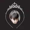 Accesorios para el cabello infantiles transfronterizos muestran corona brillante de pedrería diadema corazón de melocotón gota de agua aleación diadema metálica de cumpleaños