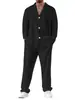 Conjunto Deportivo Casual Suelto Talla Grande para Hombre de Primavera y Otoño con Tela Jacquard de Solapa y Pantalones Largos de Manga Larga Exportación Transfronteriza de Amazon