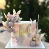 Topper para Pastel de Cumpleaños Feliz Mariposa Acrílica Estilo Ins Transfronterizo Suministros para Fiesta Descuento por Volumen