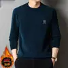 Explosões do TikTok Suéter Masculino de Chenille Inverno Solto Masculino Quente Gola Redonda Cor Sólida Camisa Base para Meia-idade com Forro de Lã