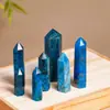Coluna de Apatita Natural, Prisma Hexagonal de Ponta Única de Apatita Azul, Coluna Padrão de Pedra Bruta Polida, Ornamento de Cristal para Mesa