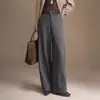 Nuevos pantalones anchos y elegantes para mujer, otoño 2026, pantalones casuales rectos holgados de talla grande con caída y cintura alta