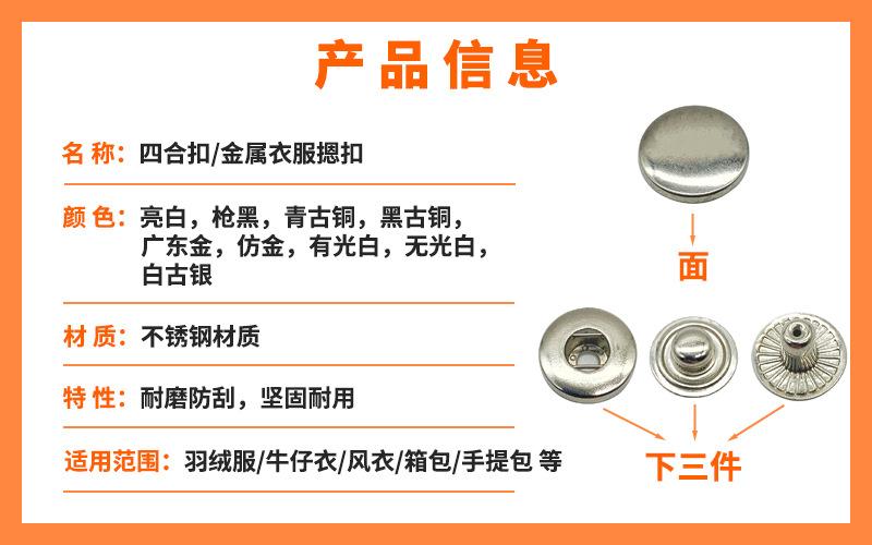 产品信息for四合扣不锈钢