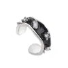 Clip de Oreja Negro de Cristal sin Perforación para Hombre, Estilo Moderno, Genial y Minimalista, Pendiente Individual, Pendientes de Resina Negra y Circonita de Moda y Únicos