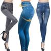 Amazon Europa y América Transfronterizo Aliexpress Amor Leggings de Algodón sin Costuras Imitación Denim Huecos Sexy Envolturas para Piernas
