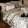 Juego de Cama de 100 Hilos de Cuatro Piezas Rojo Boda Algodón de Fibra Larga Funda Nórdica Estilo Americano Sábana de Cama Jacquard de Alta Gama para Recién Casados