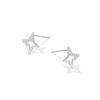 Pendientes de estrella para mujer, diseño de nicho simple, con cuatro pendientes de estrella huecos, pequeños pendientes de estrella con diamantes brillantes.