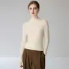 Outono e Inverno Ajuste Slim Pronto para Vestir 100% Caxemira Pura Gola Meia-Alta Suéter Base de Caxemira para Mulheres Tricô Pulôver