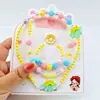 Joyería de collar de perlas de colores para niños, conjunto de pulsera de cuentas para niñas, diadema de dibujos animados, pendientes, accesorios para niñas princesas