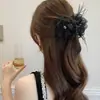 2025 Novo Grampo de Flor Pena Elegante Francês Exquisito Grampo de Cabelo para a Parte de Trás da Cabeça Grampo de Tubarão Médio Grampo de Cabelo
