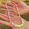 Colar infantil cor de doce pulseira colar de contas coloridas em estoque fofo princesa flor acrílica desenho animado conjunto