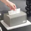 Caixa de Lenços de Couro Sintético Texturizado de Alta Qualidade para Uso Doméstico, Mesa de Centro da Sala de Estar, Caixa de Lenços com Mola de Luxo Leve, Caixa de Guardanapos para Desktop