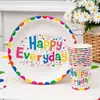 Festa Infantil Aniversário Prato de Papel Descartável Copo de Papel Canudo Faca, Garfo e Colher Utensílios de Mesa Suprimentos para Festa Suprimentos de Decoração de Aniversário