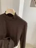 KEKEZOON Cuello de Hongo Negro Forro Polar Color Sólido Adelgazante Manga Larga Capa Interior Capa Base Camiseta Mujer 9358