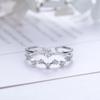 Linha quadrada S925 prata esterlina brilhante micro zircão moda simples diamante estrela de cinco pontas anel aberto sete-estrela anel para as mulheres