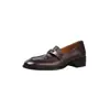 Em Stock! Mocassins de Solado Macio com Fivela de Metal, Bico Redondo, Salto Médio Bloco, Estilo Doce e Moderno, Sapatos de Couro de Corte Profundo, Novo Modelo Início da Primavera 2026