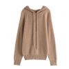 Suéter con capucha, suéter de cachemira para mujer, otoño e invierno, informal, suelto, de manga larga, de lana, de punto, camisa inferior